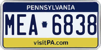 PA license plate MEA6838