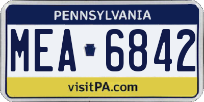 PA license plate MEA6842