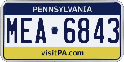 PA license plate MEA6843