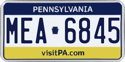 PA license plate MEA6845
