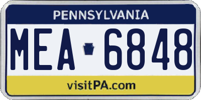 PA license plate MEA6848