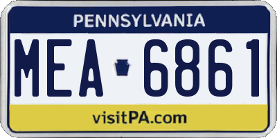 PA license plate MEA6861
