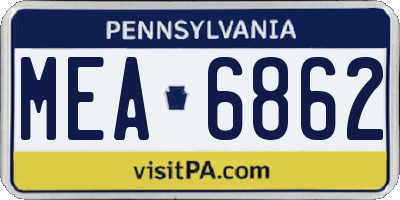 PA license plate MEA6862