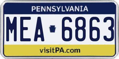 PA license plate MEA6863