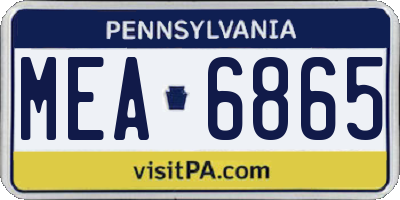 PA license plate MEA6865