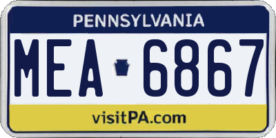 PA license plate MEA6867