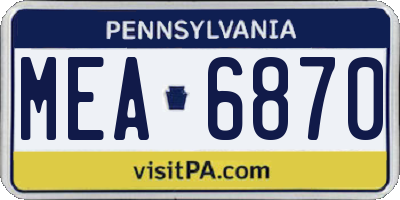 PA license plate MEA6870