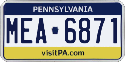 PA license plate MEA6871