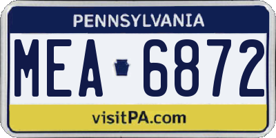 PA license plate MEA6872