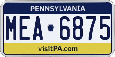 PA license plate MEA6875
