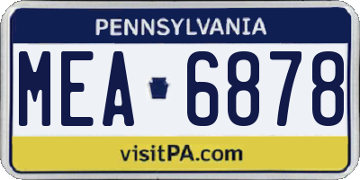 PA license plate MEA6878