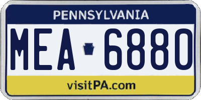 PA license plate MEA6880