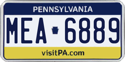 PA license plate MEA6889