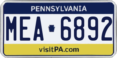 PA license plate MEA6892
