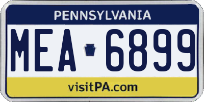 PA license plate MEA6899