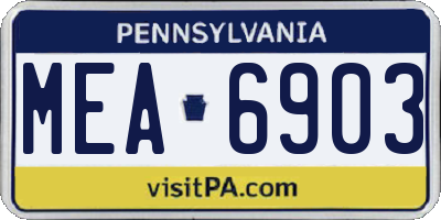 PA license plate MEA6903