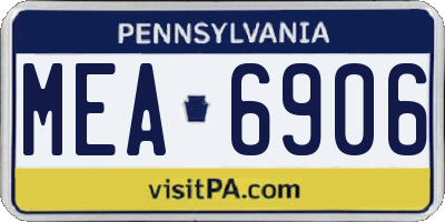 PA license plate MEA6906