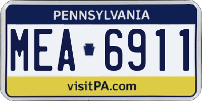 PA license plate MEA6911