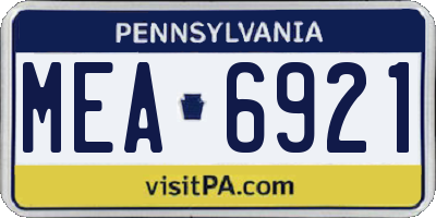 PA license plate MEA6921