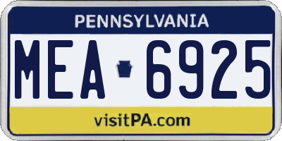PA license plate MEA6925
