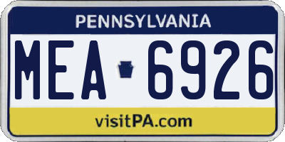 PA license plate MEA6926