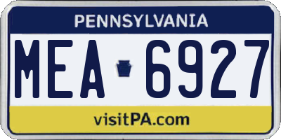PA license plate MEA6927