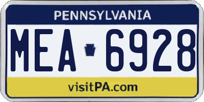 PA license plate MEA6928
