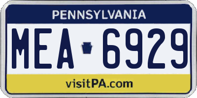 PA license plate MEA6929