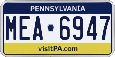 PA license plate MEA6947
