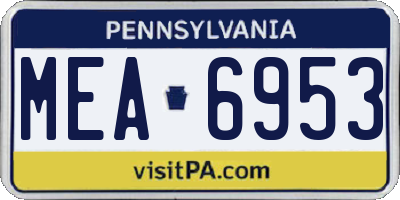 PA license plate MEA6953