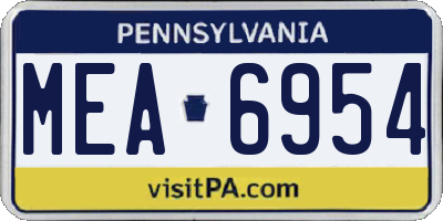 PA license plate MEA6954