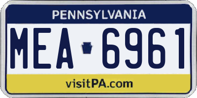 PA license plate MEA6961