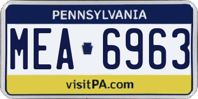PA license plate MEA6963
