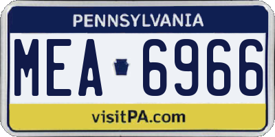 PA license plate MEA6966