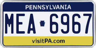 PA license plate MEA6967