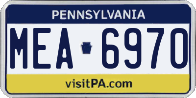 PA license plate MEA6970