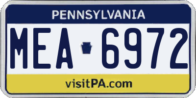 PA license plate MEA6972