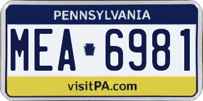 PA license plate MEA6981