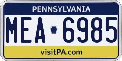 PA license plate MEA6985