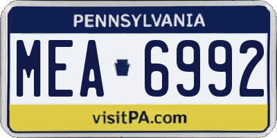 PA license plate MEA6992
