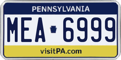PA license plate MEA6999