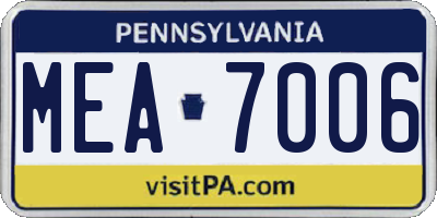 PA license plate MEA7006