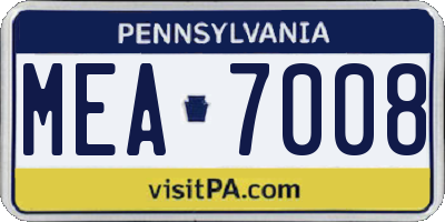 PA license plate MEA7008