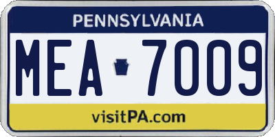 PA license plate MEA7009