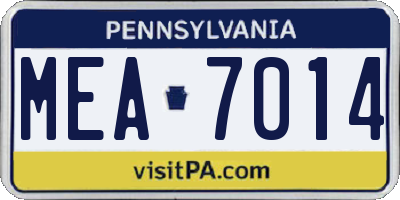 PA license plate MEA7014