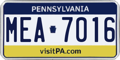 PA license plate MEA7016