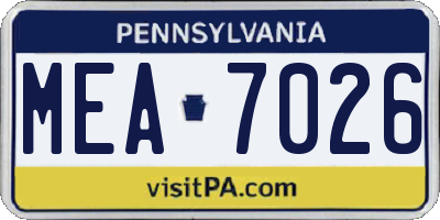 PA license plate MEA7026