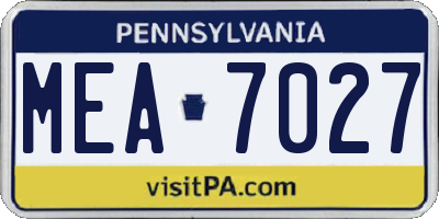 PA license plate MEA7027
