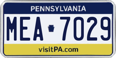 PA license plate MEA7029