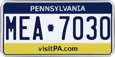 PA license plate MEA7030